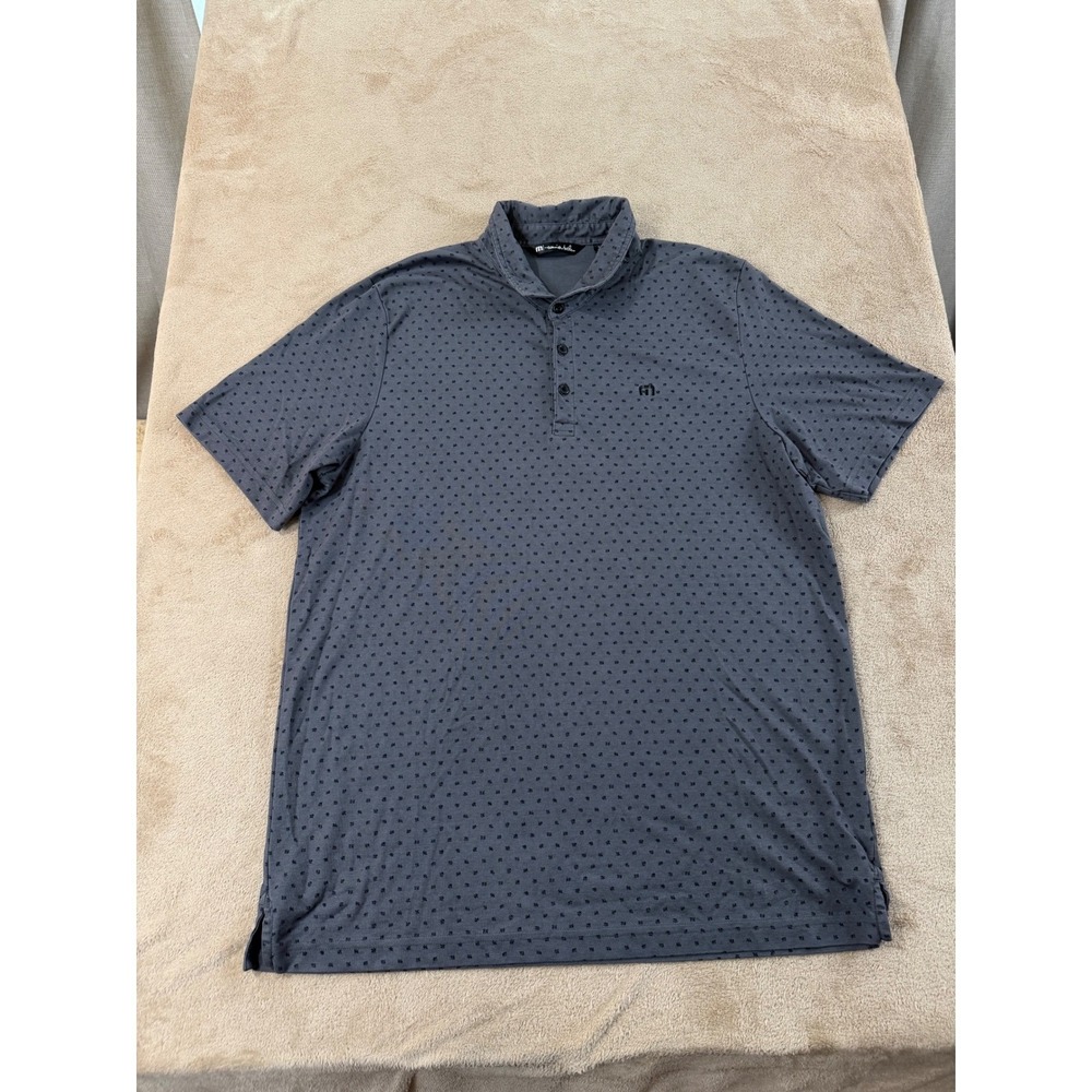 Travis Mathew polo shirt Mens 2XL Gray Geometric Print Pima Cotton‎ Blend EUC